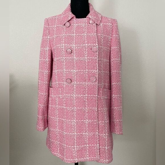 NWT Zara Textured Plaid Coat - Picture 1 of 15